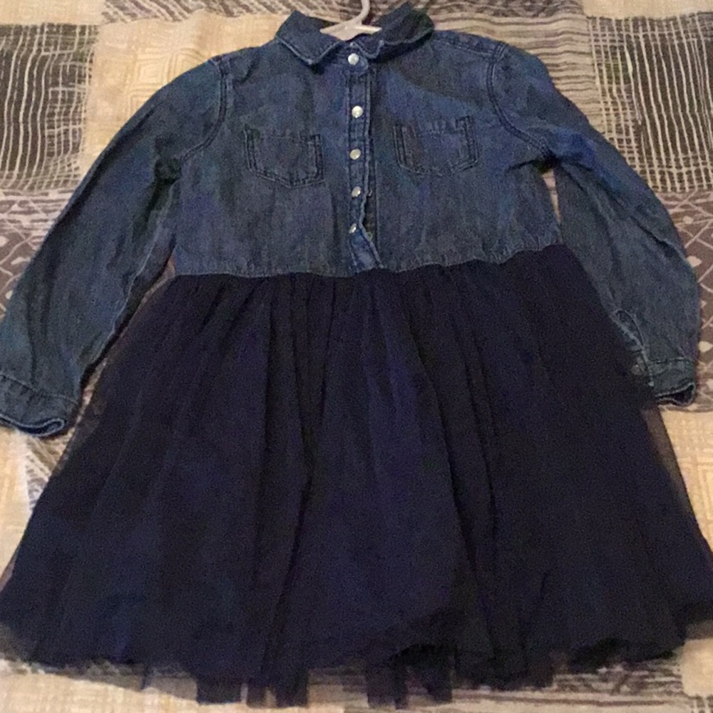 4t denim dress with tulle skirt